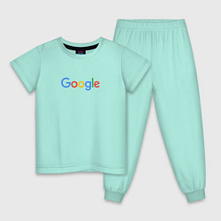 Пижама хлопковая детская Google цвета мятный — фото 1