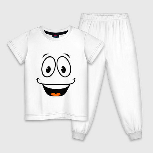 Детская пижама Радостный смайлик / Белый – фото 1