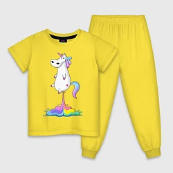 Пижама хлопковая детская Взлет единорога, цвет: желтый