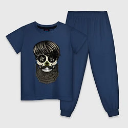 Пижама хлопковая детская Сахарный череп с бородой, цвет: тёмно-синий