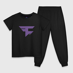 Пижама хлопковая детская Faze Clan Ultraviolet, цвет: черный