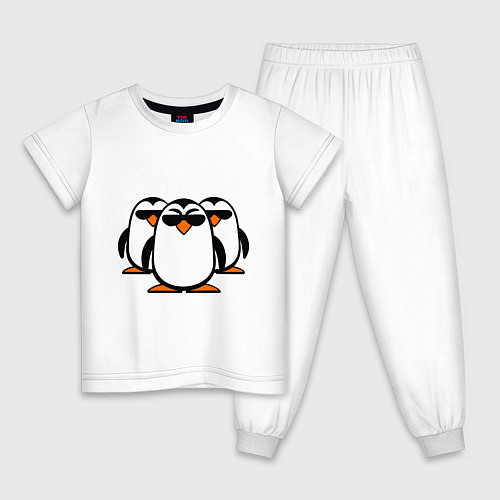 Детская пижама Банда пингвинов / Белый – фото 1