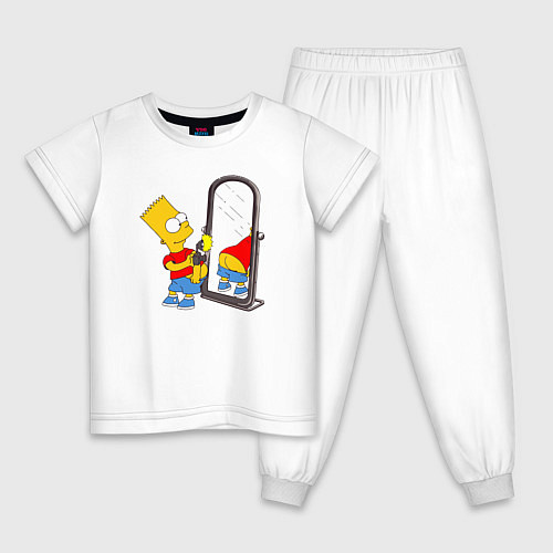 Детская пижама Барт у зеркала / Белый – фото 1
