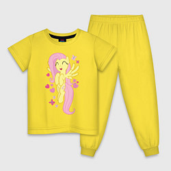 Пижама хлопковая детская Флаттершай и бабочки, цвет: желтый
