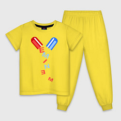 Пижама хлопковая детская Eminem Pill цвета желтый — фото 1