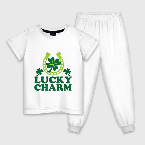Детская пижама Lucky charm - подкова / Белый – фото 1