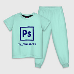 Пижама хлопковая детская Photoshop цвета мятный — фото 1