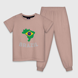 Пижама хлопковая детская Brazil Country, цвет: пыльно-розовый