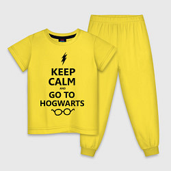 Пижама хлопковая детская Keep Calm & Go To Hogwarts, цвет: желтый