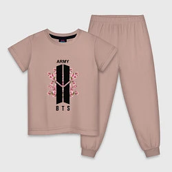 Пижама хлопковая детская BTS: Army Sakura, цвет: пыльно-розовый