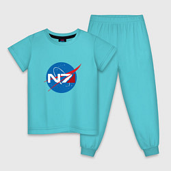 Пижама хлопковая детская NASA N7, цвет: бирюзовый