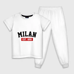 Пижама хлопковая детская FC Milan Est. 1899, цвет: белый