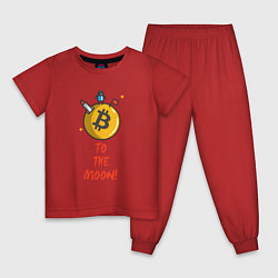 Пижама хлопковая детская To the moon!, цвет: красный