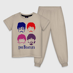 Пижама хлопковая детская The Beatles faces, цвет: миндальный