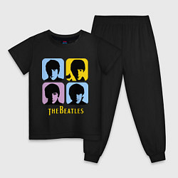 Пижама хлопковая детская The Beatles: pop-art, цвет: черный