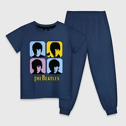 Пижама хлопковая детская The Beatles: pop-art, цвет: тёмно-синий