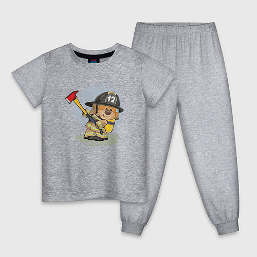 Детская пижама Медвежонок-пожарник / Меланж – фото 1