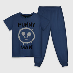 Пижама хлопковая детская HU: Funny Man, цвет: тёмно-синий