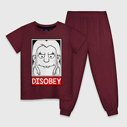Пижама хлопковая детская Disenchantment Disobey, цвет: меланж-бордовый
