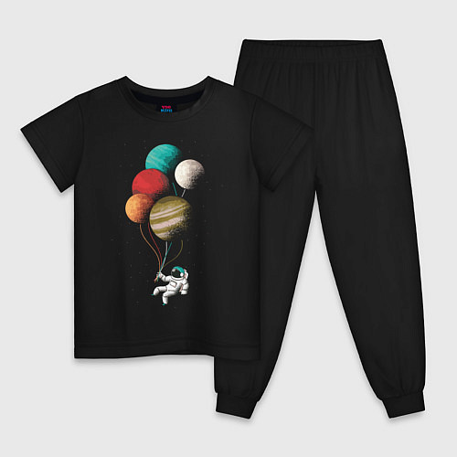 Детская пижама Космические шары / Черный – фото 1