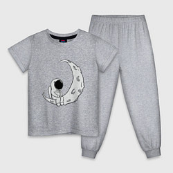 Пижама хлопковая детская Космонавт на Луне, цвет: меланж