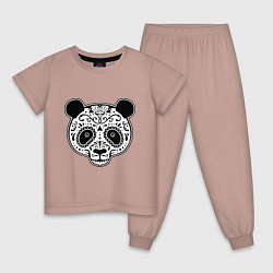 Пижама хлопковая детская Панда c узорами, цвет: пыльно-розовый