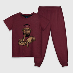 Пижама хлопковая детская LeBron Style, цвет: меланж-бордовый