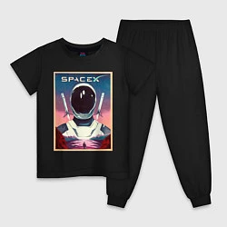 Пижама хлопковая детская SpaceX: Astronaut, цвет: черный