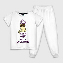 Пижама хлопковая детская Keep Calm & Hate Everyone, цвет: белый