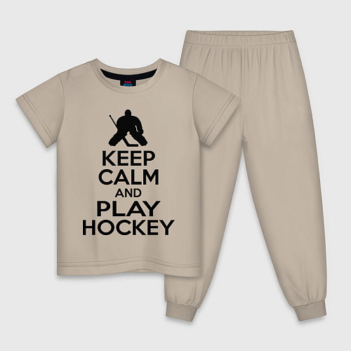 Детская пижама Keep Calm & Play Hockey / Миндальный – фото 1