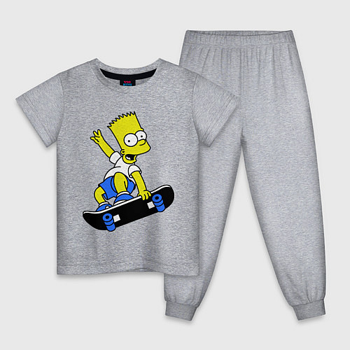 Детская пижама Барт на скейте / Меланж – фото 1