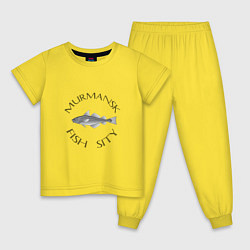 Пижама хлопковая детская Мурманск, цвет: желтый