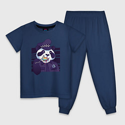 Пижама хлопковая детская Панда Полицейский, цвет: тёмно-синий