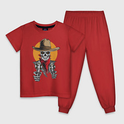 Пижама хлопковая детская Ковбой цвета красный — фото 1