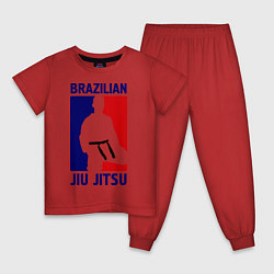 Пижама хлопковая детская Brazilian Jiu jitsu, цвет: красный