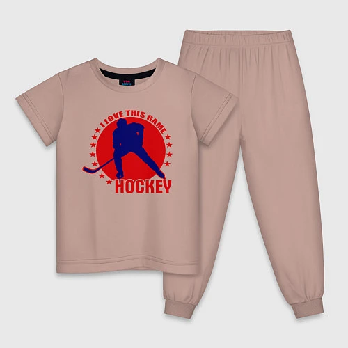 Детская пижама I love this Hockey / Пыльно-розовый – фото 1