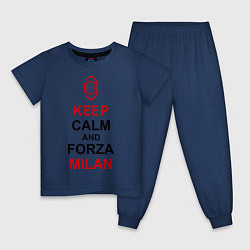 Пижама хлопковая детская Keep Calm & Forza Milan, цвет: тёмно-синий