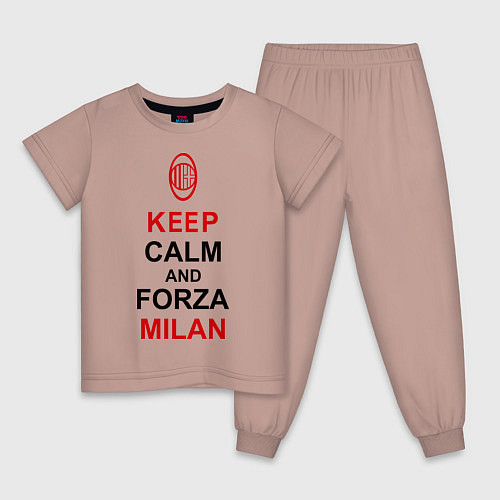 Детская пижама Keep Calm & Forza Milan / Пыльно-розовый – фото 1