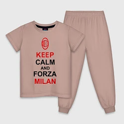 Пижама хлопковая детская Keep Calm & Forza Milan, цвет: пыльно-розовый