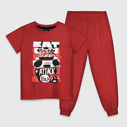 Пижама хлопковая детская Жизнь панды, цвет: красный