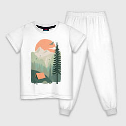 Пижама хлопковая детская Wood Adventure, цвет: белый
