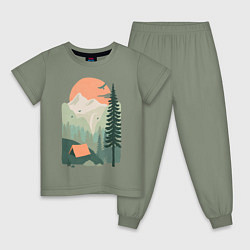 Пижама хлопковая детская Wood Adventure, цвет: авокадо