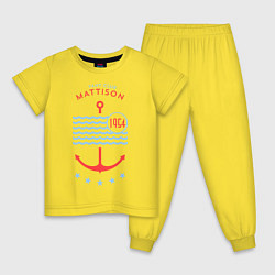 Пижама хлопковая детская MATTISON яхт-клуб, цвет: желтый