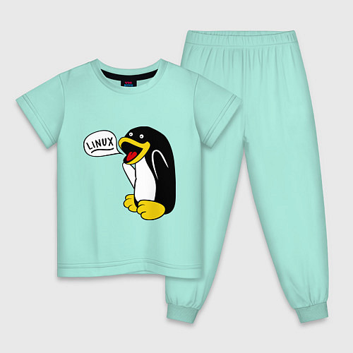 Детская пижама Пингвин: Linux / Мятный – фото 1