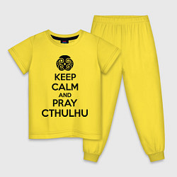 Пижама хлопковая детская Keep Calm & Pray Cthulhu, цвет: желтый