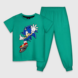 Пижама хлопковая детская Sonic, цвет: зеленый