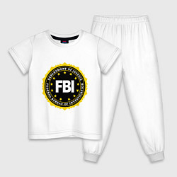 Пижама хлопковая детская FBI Departament, цвет: белый