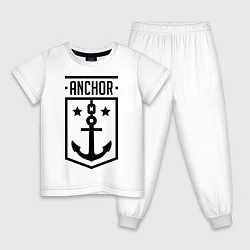 Пижама хлопковая детская Anchor Shield, цвет: белый