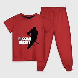 Пижама хлопковая детская Russian Red Hockey, цвет: красный