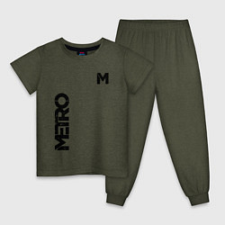 Пижама хлопковая детская METRO M, цвет: меланж-хаки